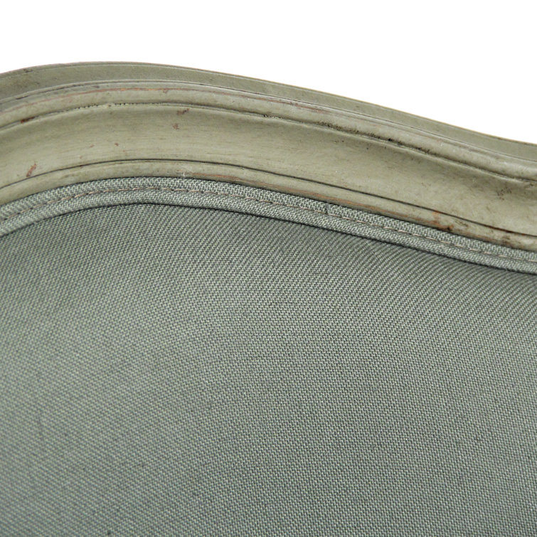 Sage Linen and Solid Wood Recessed Arm Club Chair