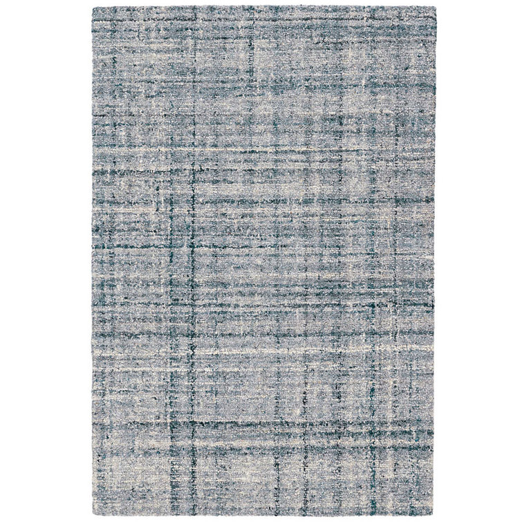 Harris Blue and Ivory Handmade Wool Rug, 6' x 9'