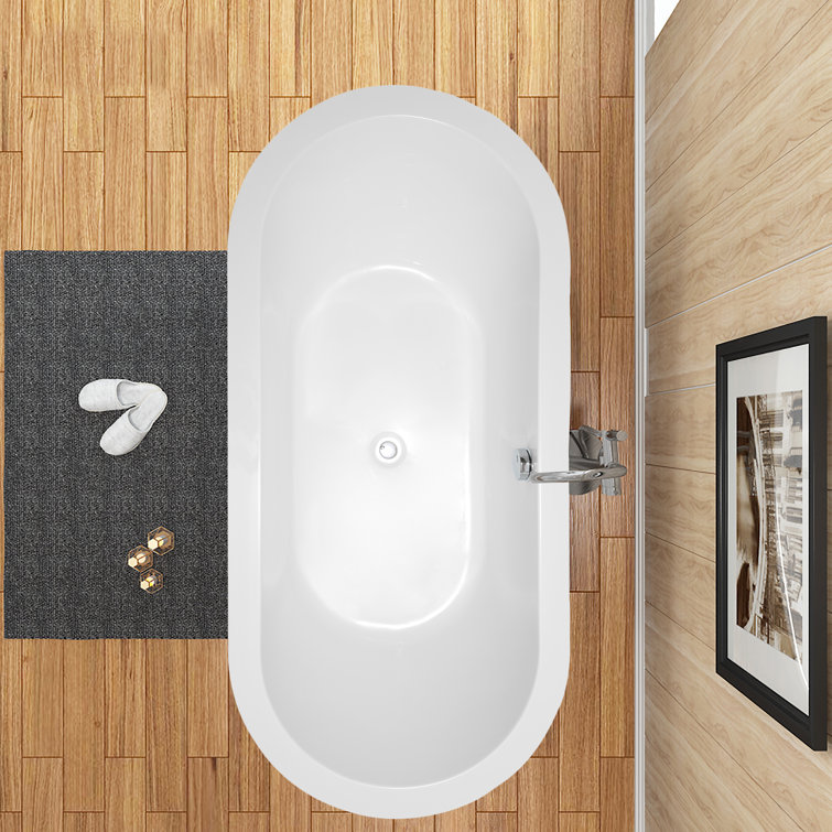 59'' White Acrylic Freestanding Soaking Bathtub