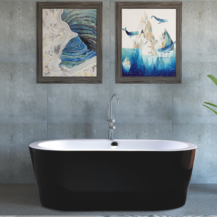 67.7" Black and White Acrylic Freestanding Bathtub