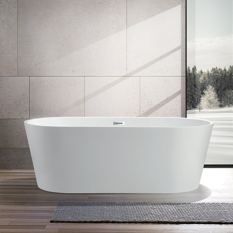 Iris 54" White Acrylic Freestanding Soaking Bathtub