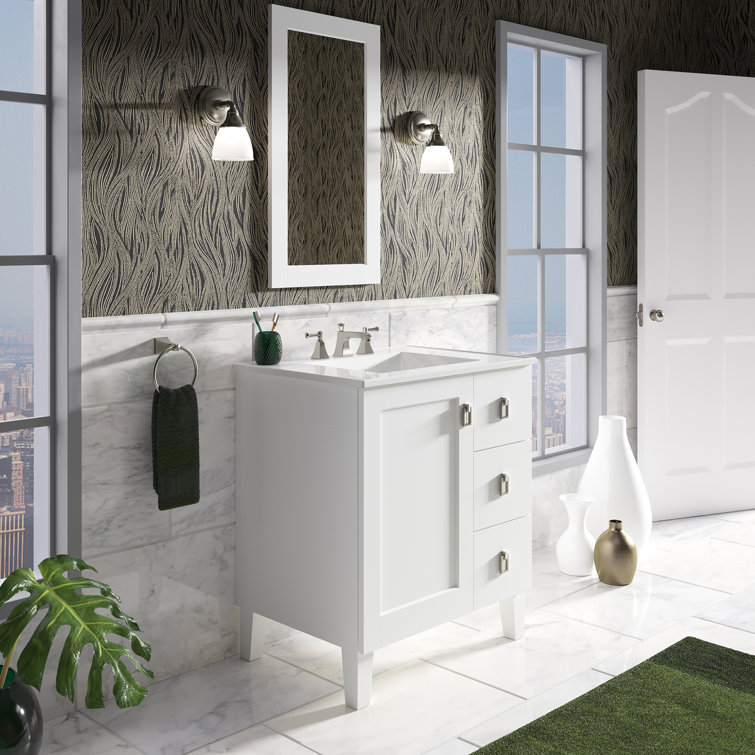 Linen White 30" Freestanding Vanity with Drawers and Door