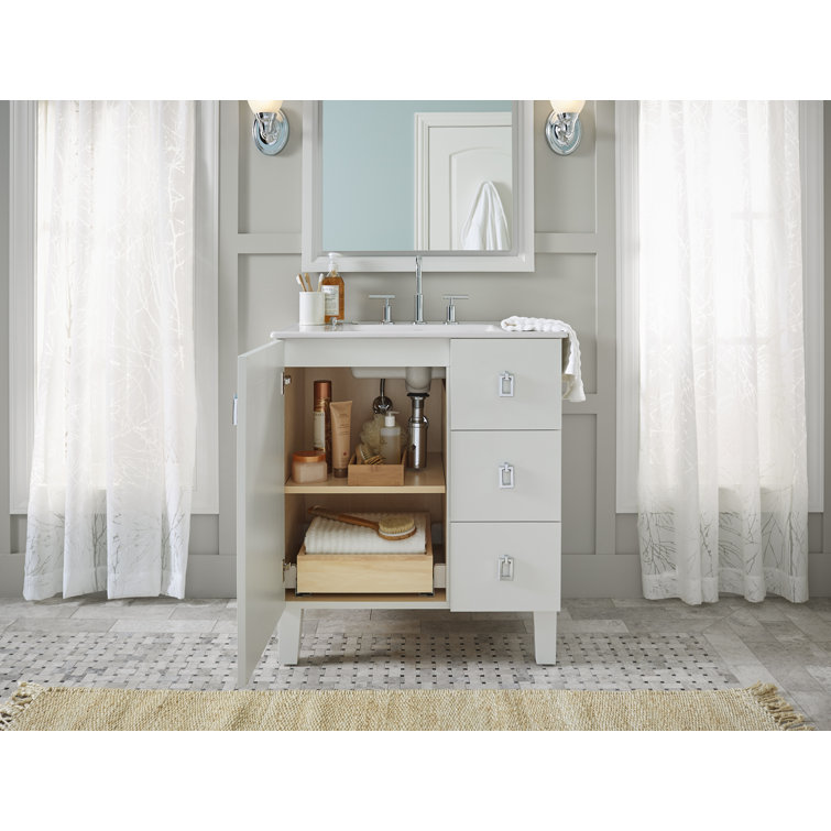 Linen White 30" Freestanding Vanity with Drawers and Door