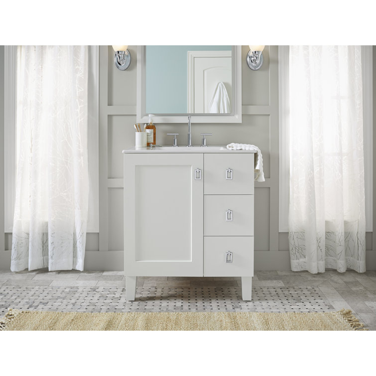Linen White 30" Freestanding Vanity with Drawers and Door