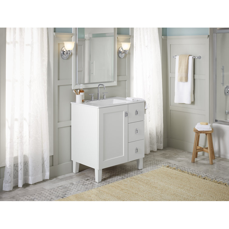 Linen White 30" Freestanding Vanity with Drawers and Door