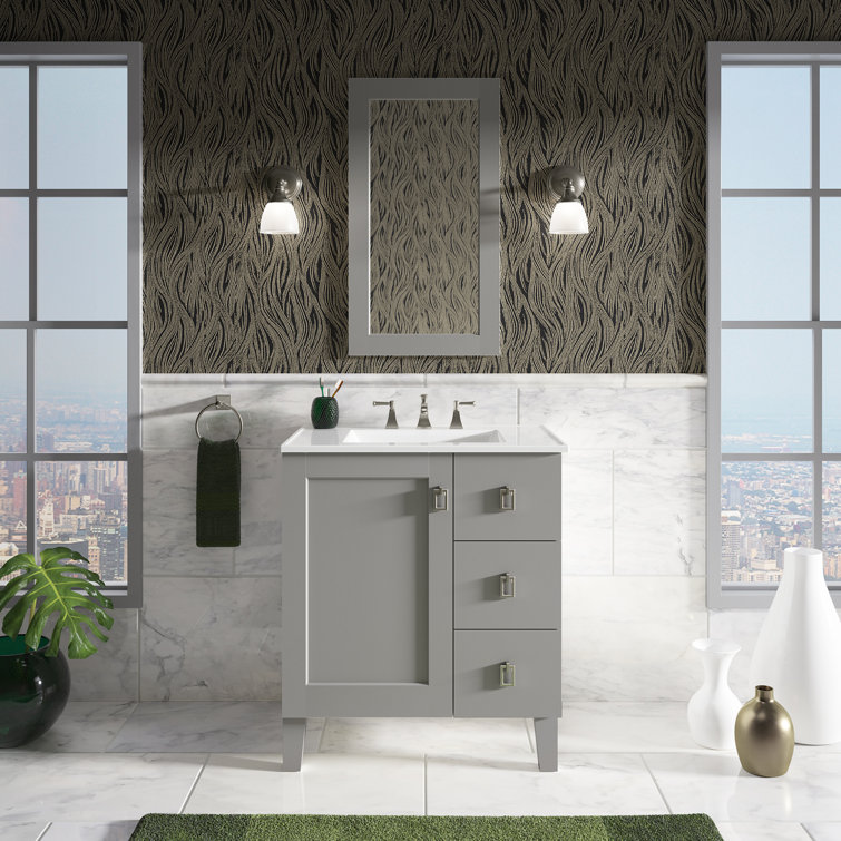 Mohair Grey 30" Freestanding Vanity with Chrome Hardware