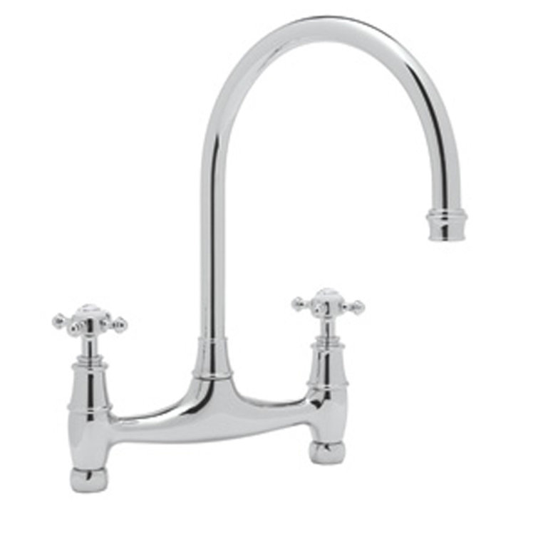 Polished Nickel Traditional Brass Deck Mounted Kitchen Faucet