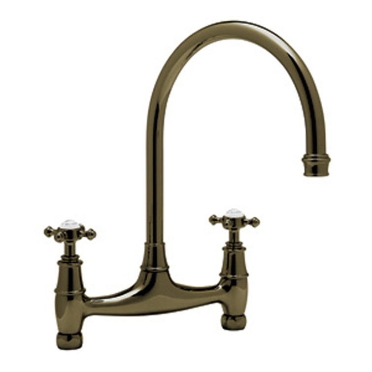 Classic Georgian 14" Polished Nickel Double Handle Kitchen Faucet