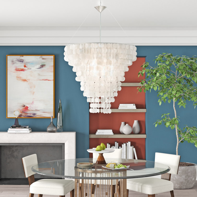 White Capiz Shell 2-Light Chandelier with Matching Chain