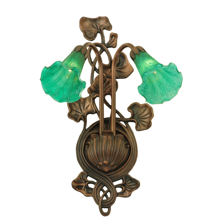 Mahogany Bronze 17.5'' Green Glass 2-Light Sconce