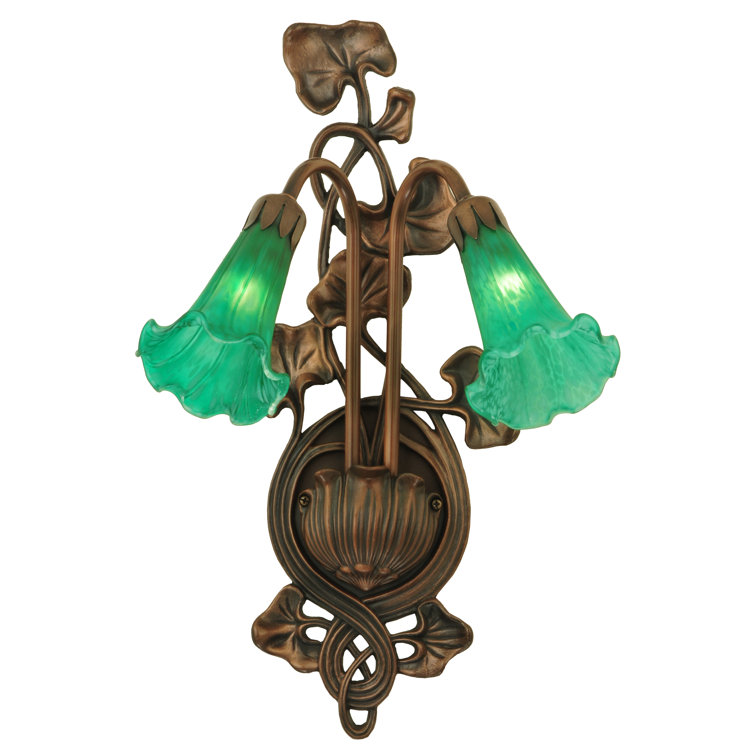 Mahogany Bronze 17.5'' Green Glass 2-Light Sconce