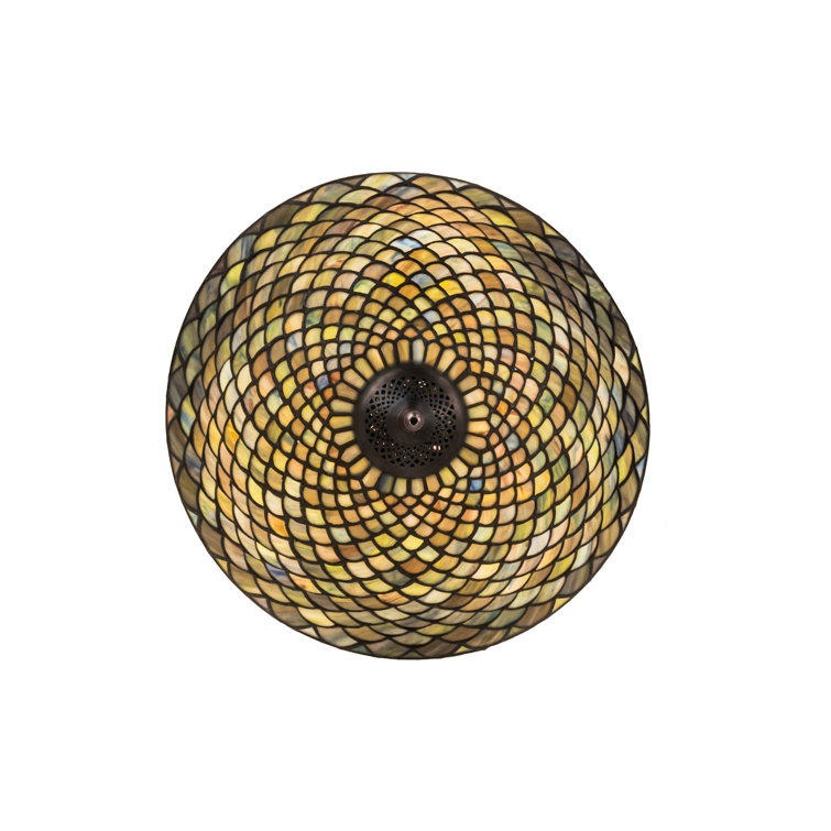 Emerald Sapphire Garnet 16" Tiffany Fishscale 3-Light Flush Mount