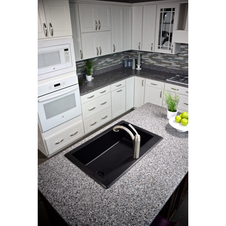 Black Quartz Composite Top Mount Single Bowl Kitchen Sink