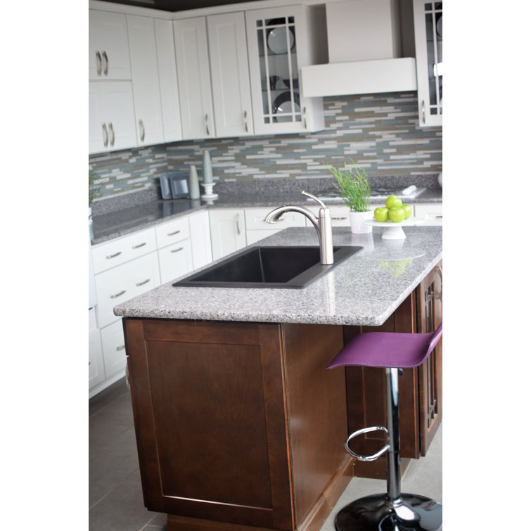 Black Quartz Composite Top Mount Single Bowl Kitchen Sink