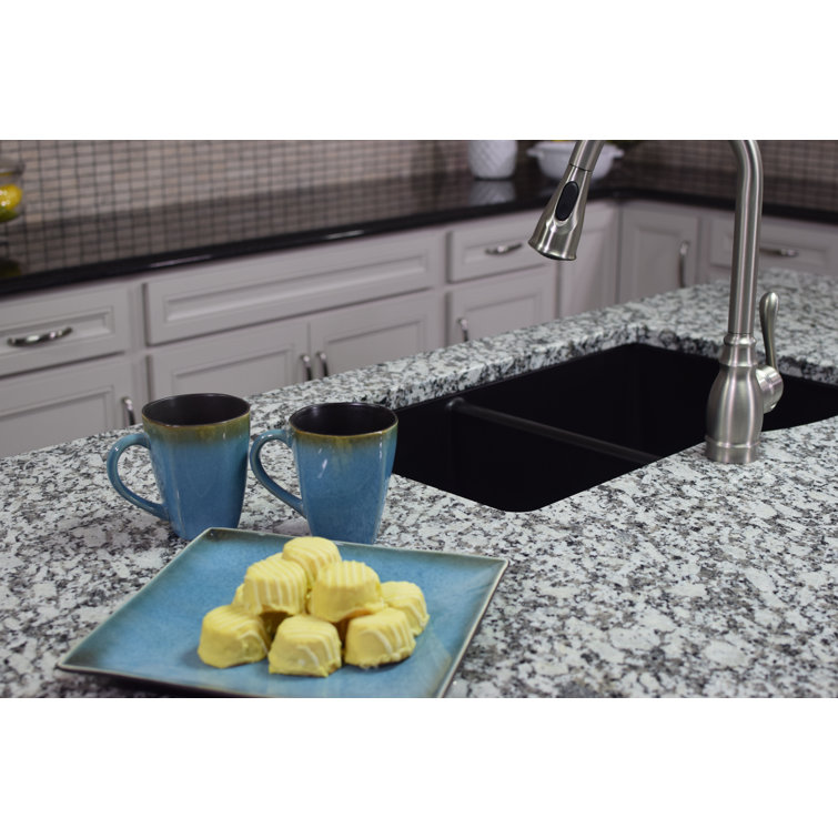 Black Quartz Composite 32'' x 21'' Double Bowl Undermount Kitchen Sink