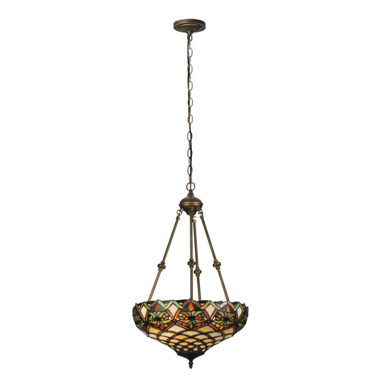 Sunburst Jewels 2-Light Bronze & Glass Bowl Pendant