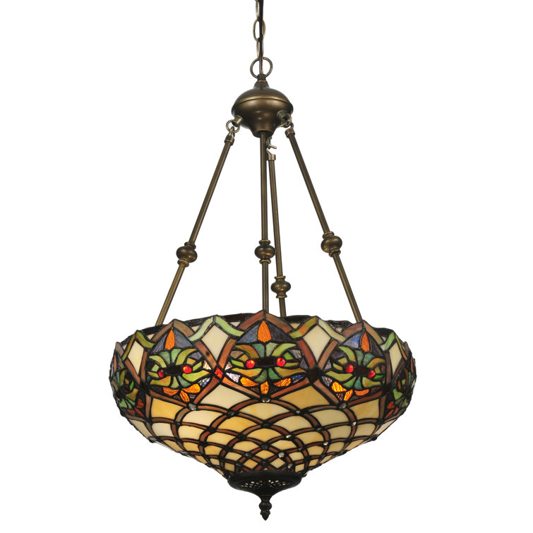 Sunburst Jewels 2-Light Bronze & Glass Bowl Pendant
