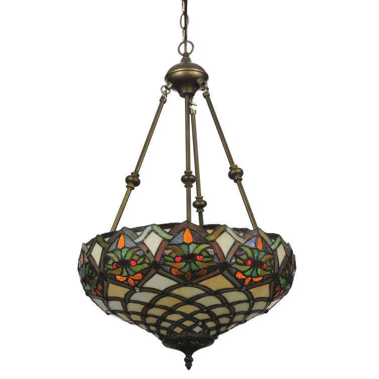 Sunburst Jewels 2-Light Bronze & Glass Bowl Pendant