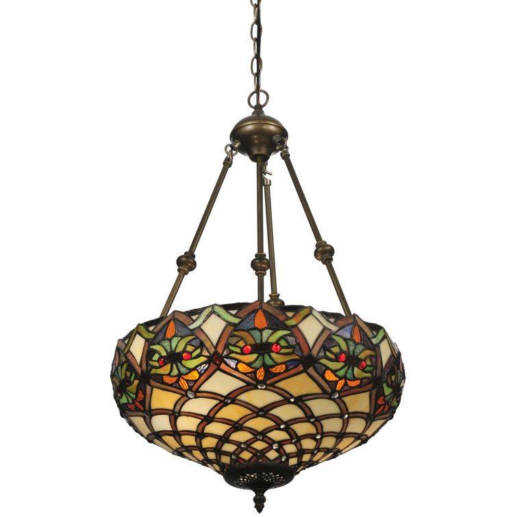 Sunburst Jewels 2-Light Bronze & Glass Bowl Pendant
