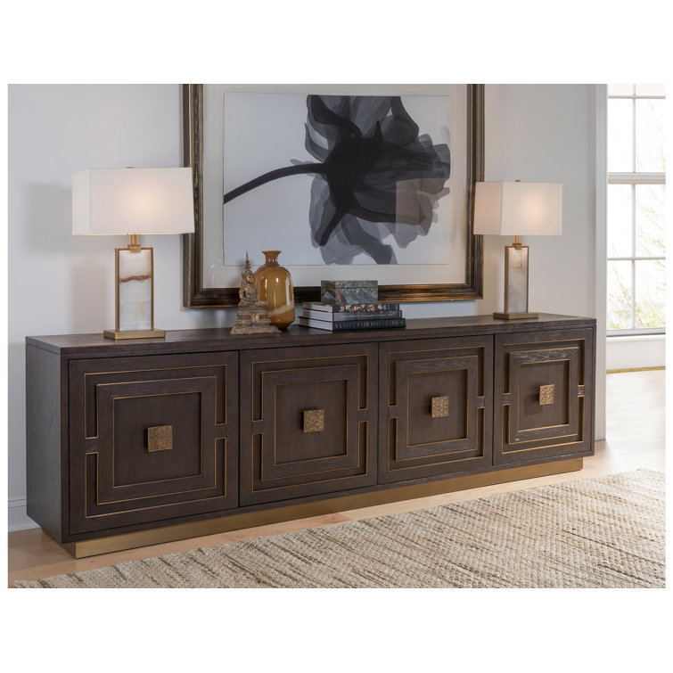 Verbatim Transitional 100" Brown Oak Media Console with Cabinet