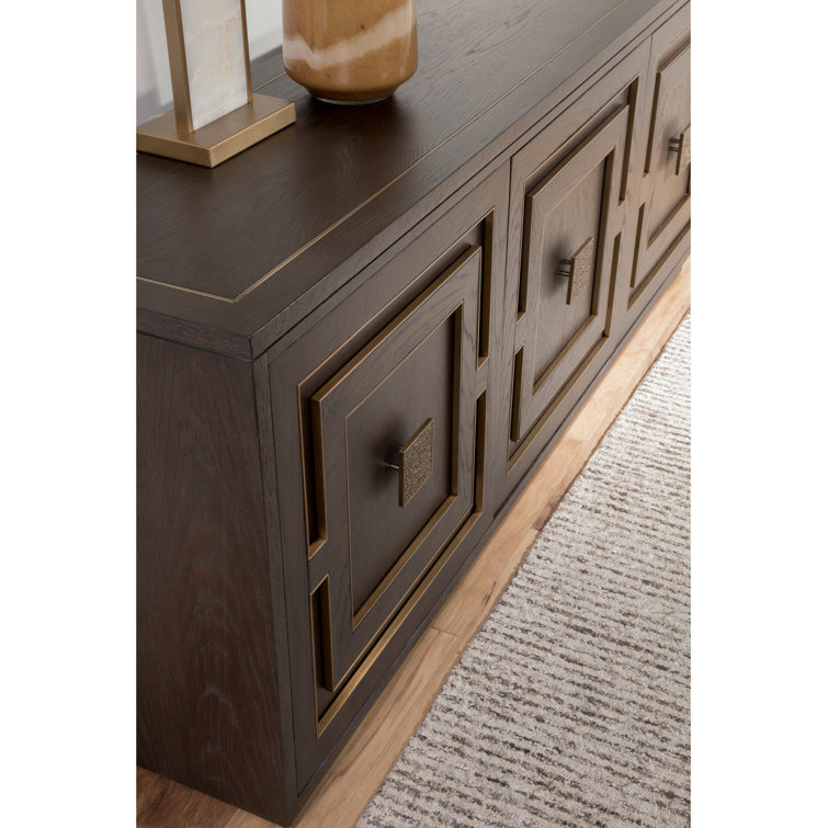 Verbatim Transitional 100" Brown Oak Media Console with Cabinet