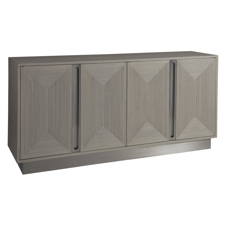 Gray Oak and Stainless Steel Modern Media Console