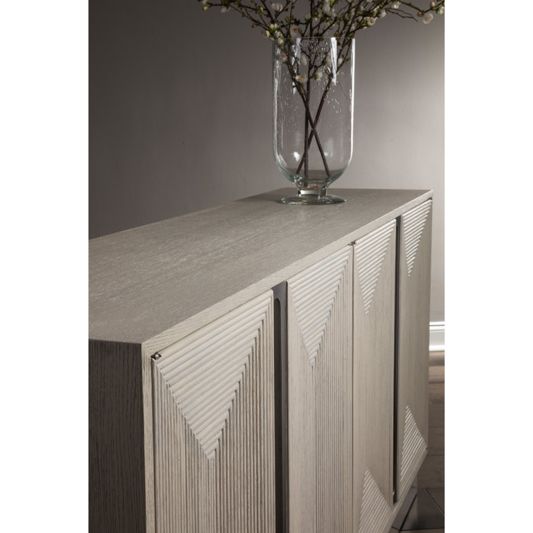 Gray Oak and Stainless Steel Modern Media Console
