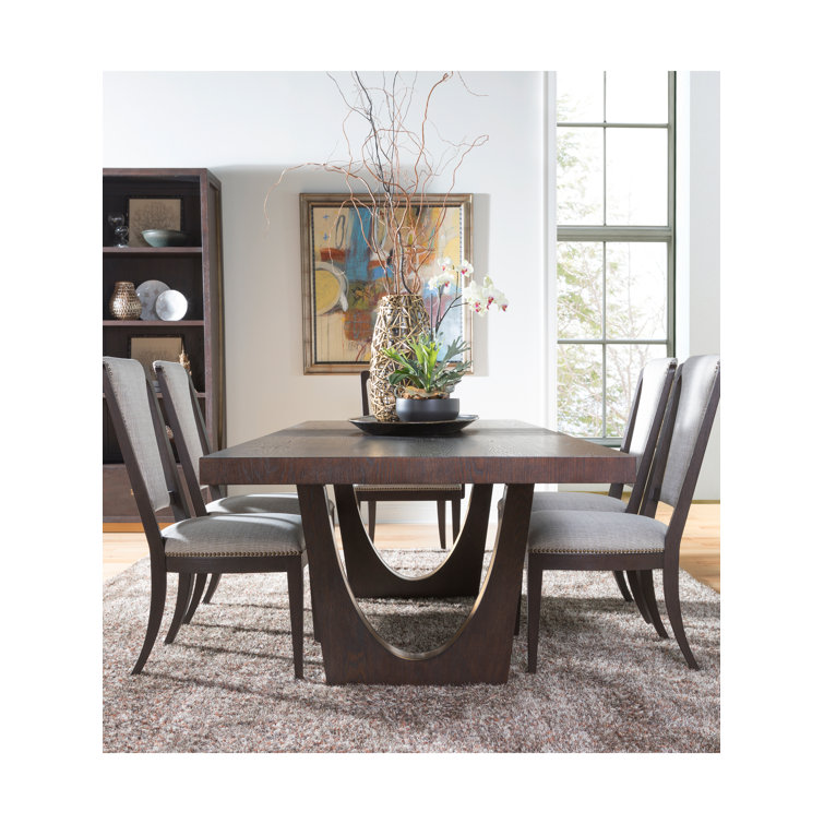 Brown Reclaimed Wood Extendable Dining Table with Brass Base