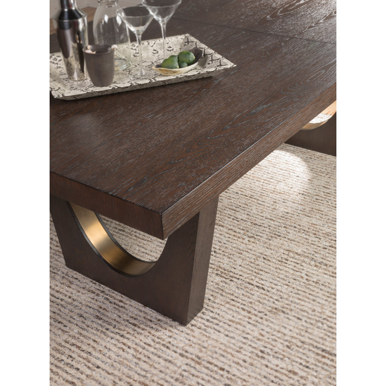 Brown Reclaimed Wood Extendable Dining Table with Brass Base