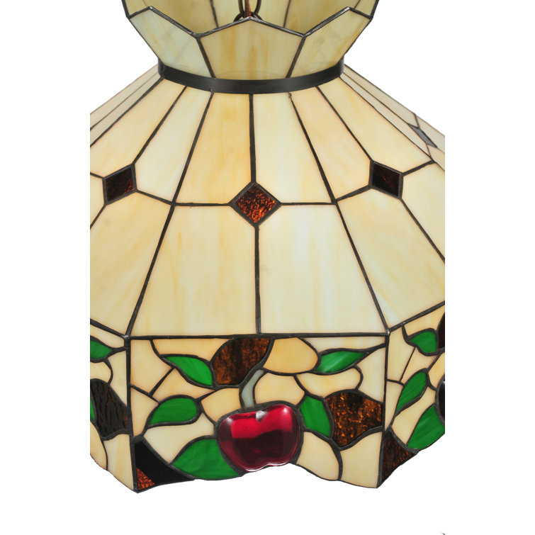 Crimson Apple 3-Light Stained Glass Pendant in Mahogany Bronze