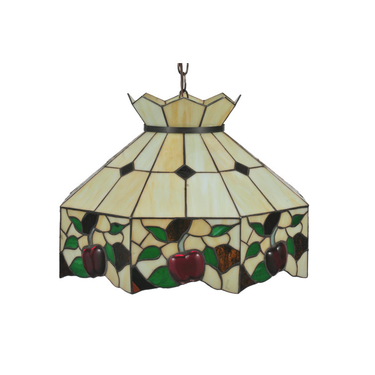 Crimson Apple 3-Light Stained Glass Pendant in Mahogany Bronze