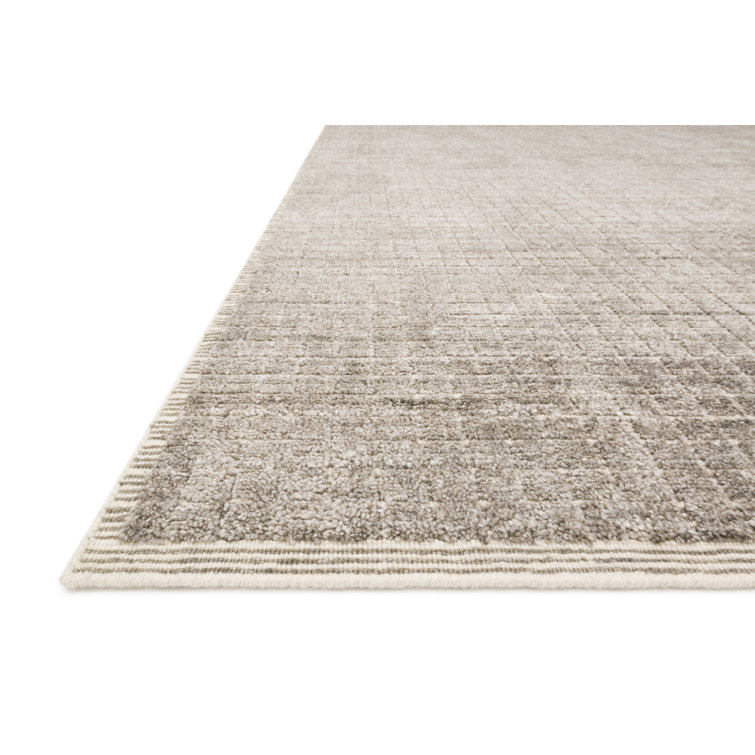 Shenade Stone Geometric Wool and Viscose Rug 4' x 6'