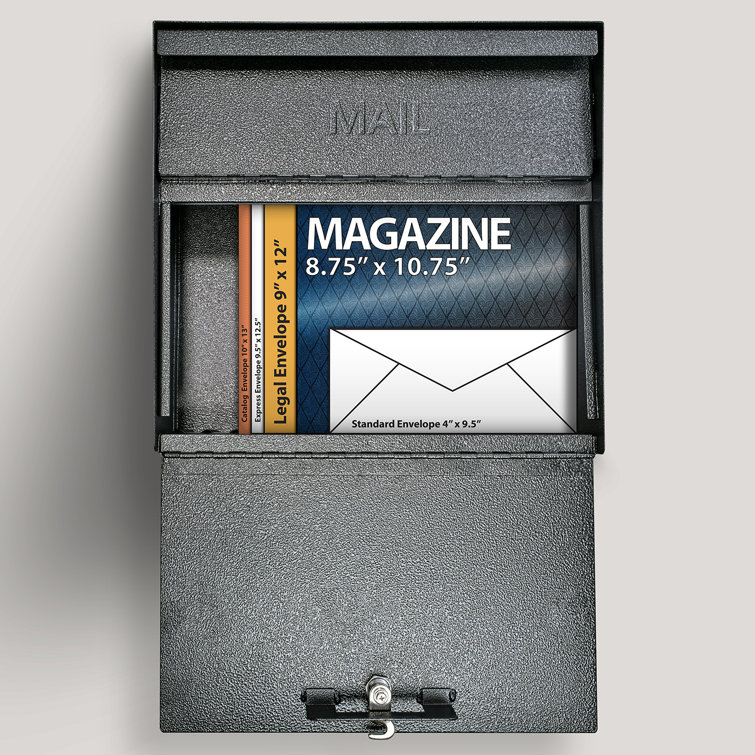 Galaxy Black Steel Lockable Wall-Mount Mailbox
