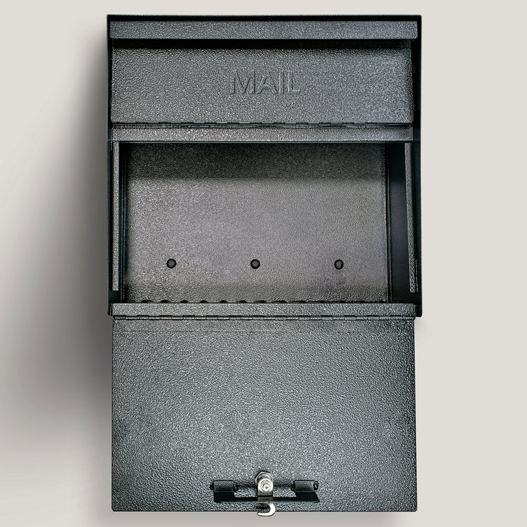 Galaxy Black Steel Lockable Wall-Mount Mailbox