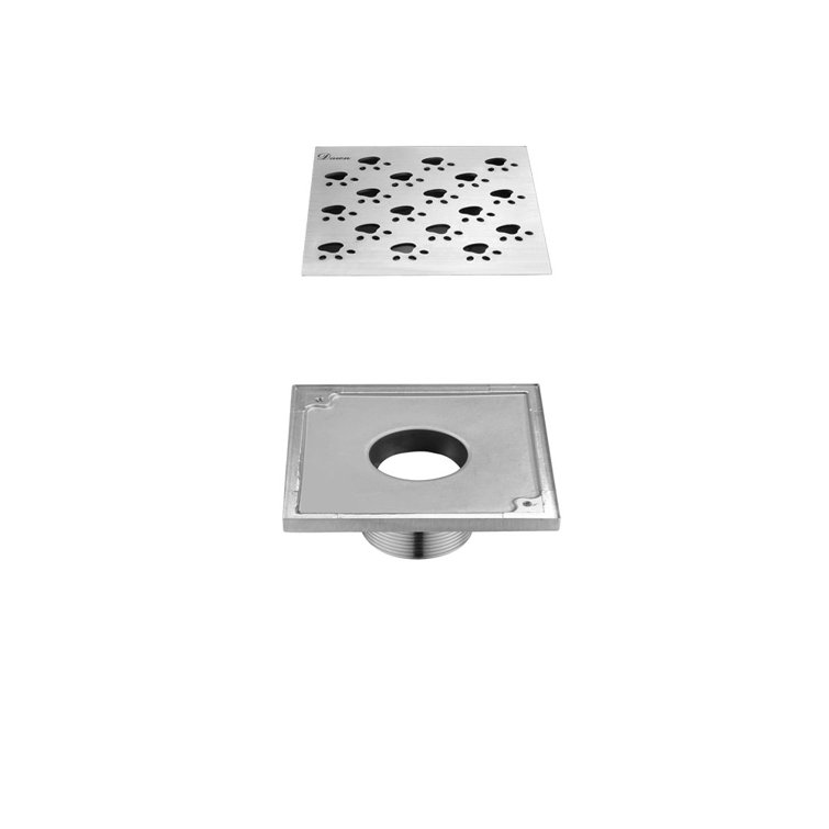 Stainless Steel Square Grid Shower Drain with Satin Finish