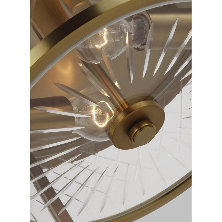 Alec 13'' Burnished Brass and Glass Flush Mount Light