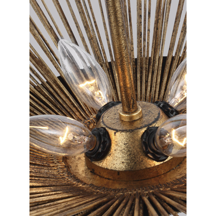Helios Antique Gold Steel 32" Indoor/Outdoor Pendant Light