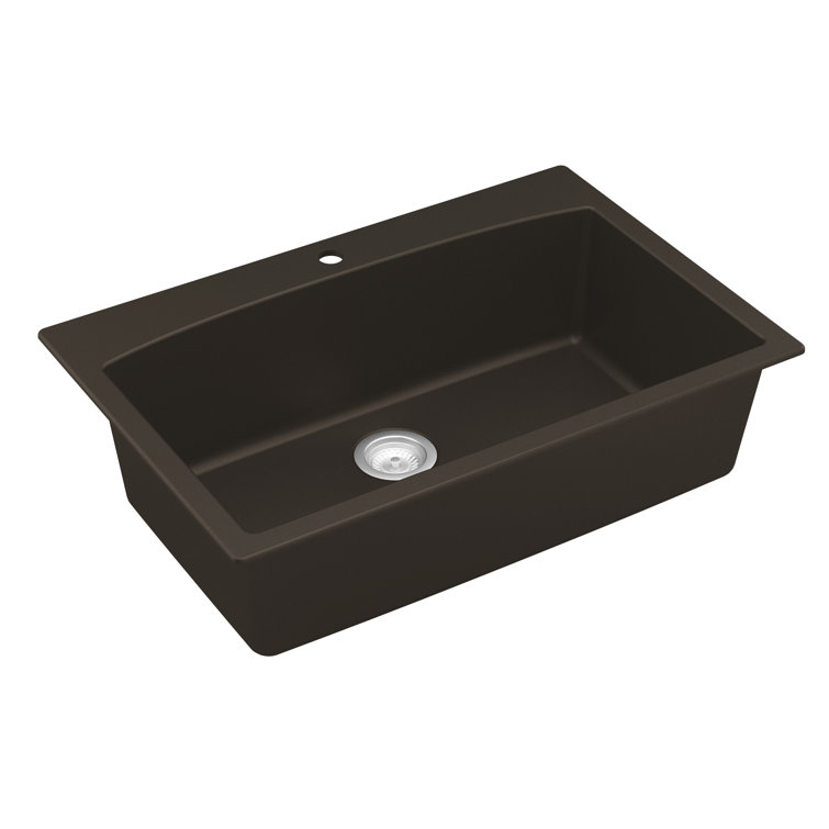 Brown Quartz Composite 33'' Single Bowl Kitchen Sink