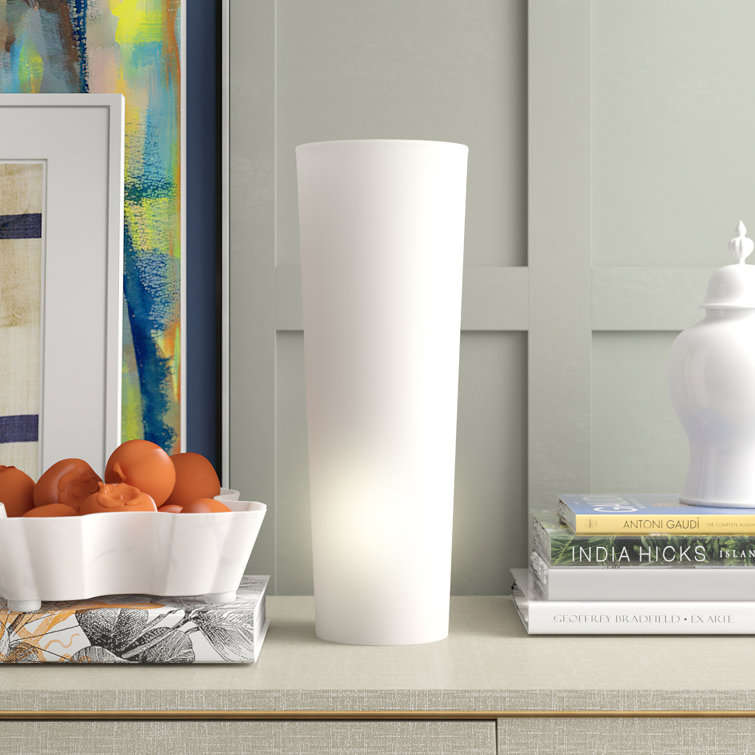 Marina Adjustable Frosted White Glass Torchiere Table Lamp