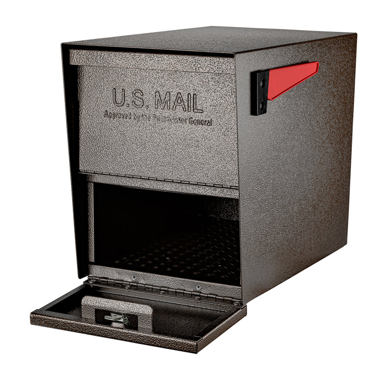 Bronze Lockable Steel Post-Mount Security Mailbox