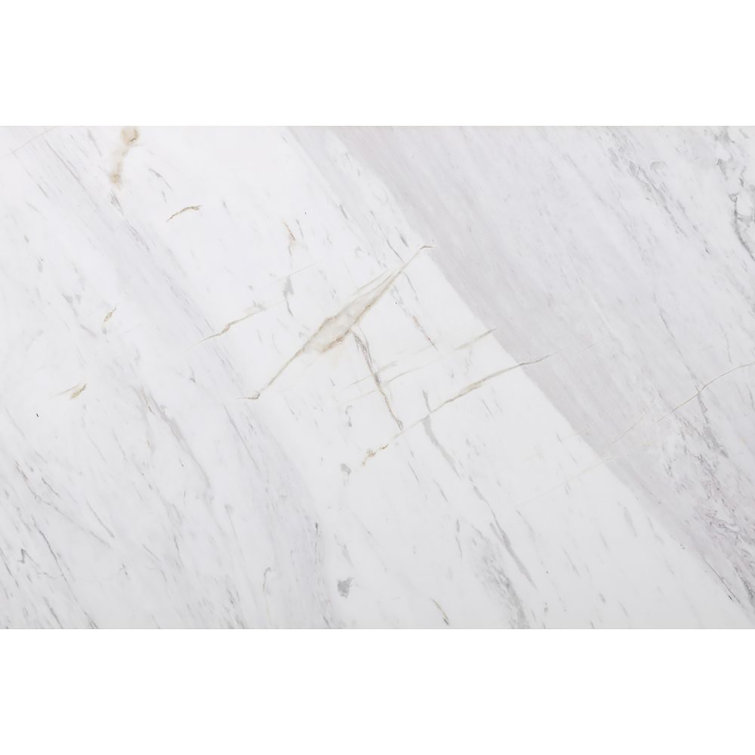 Clearwater 47" White Marble and Wood Outdoor Coffee Table