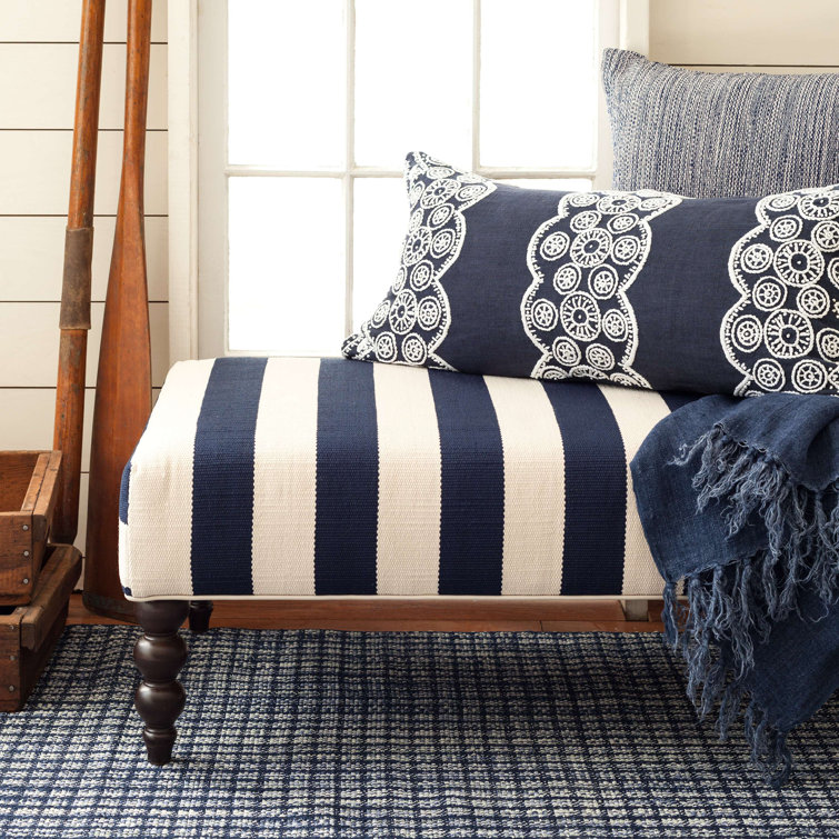 Coco Blue Checkerboard Handwoven Indoor/Outdoor Rug 2' x 3'