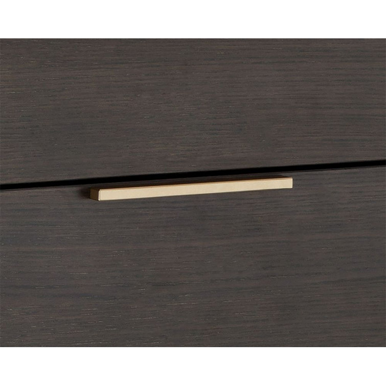 Transitional Charcoal Gray and Gold Dresser with 6 Soft Close Drawers
