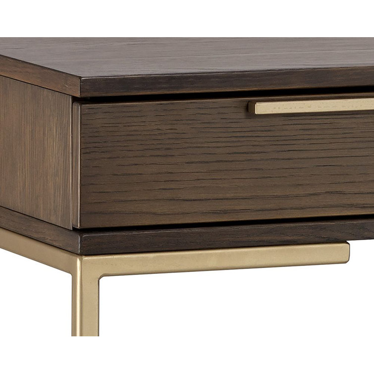Transitional Brown Wood Home Office Desk with Drawers
