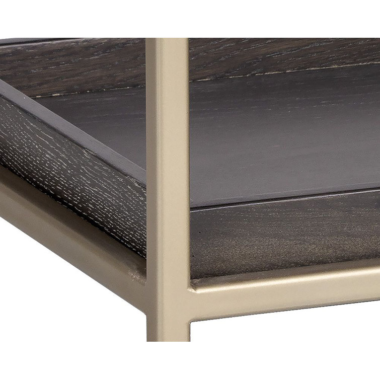Gray Oak and Gold 1-Drawer Nightstand