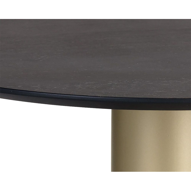 Transitional Round Gray Marble & Charcoal Wood Outdoor Coffee Table