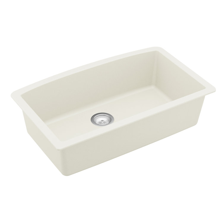 White Quartz Composite Undermount Single Bowl Kitchen Sink