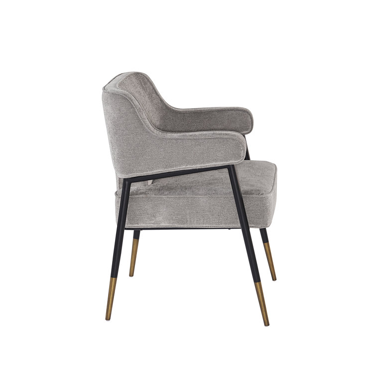 Gray Polo Club Stone Metal Arm Chair with Gold Accents
