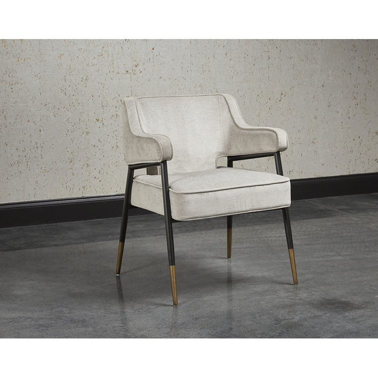 Gray Polo Club Stone Metal Arm Chair with Gold Accents