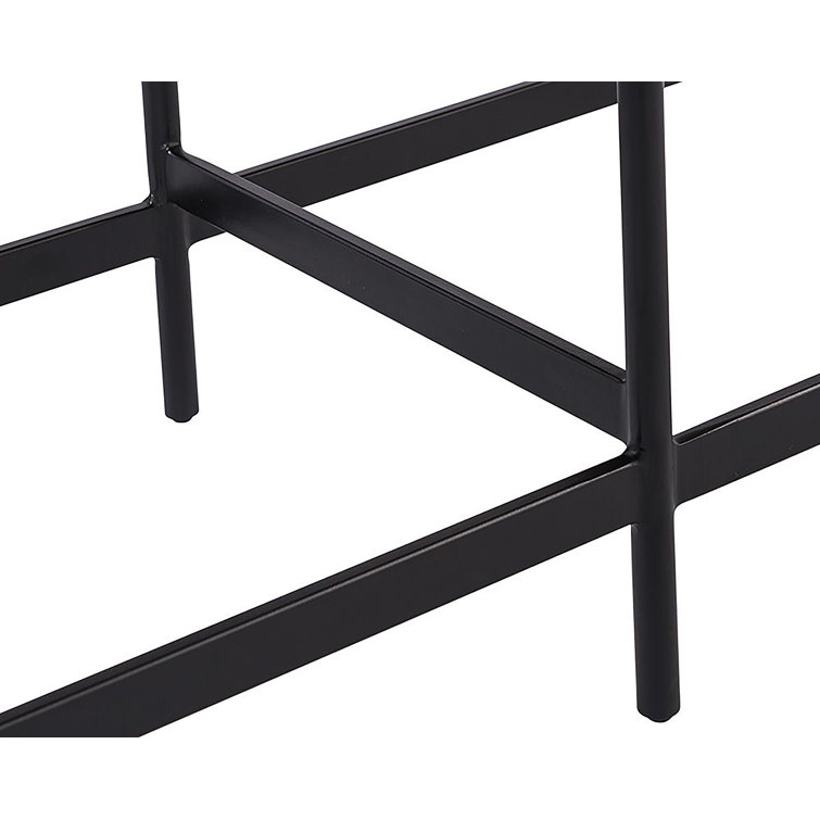 Omari Tan Leather and Black Iron Bench